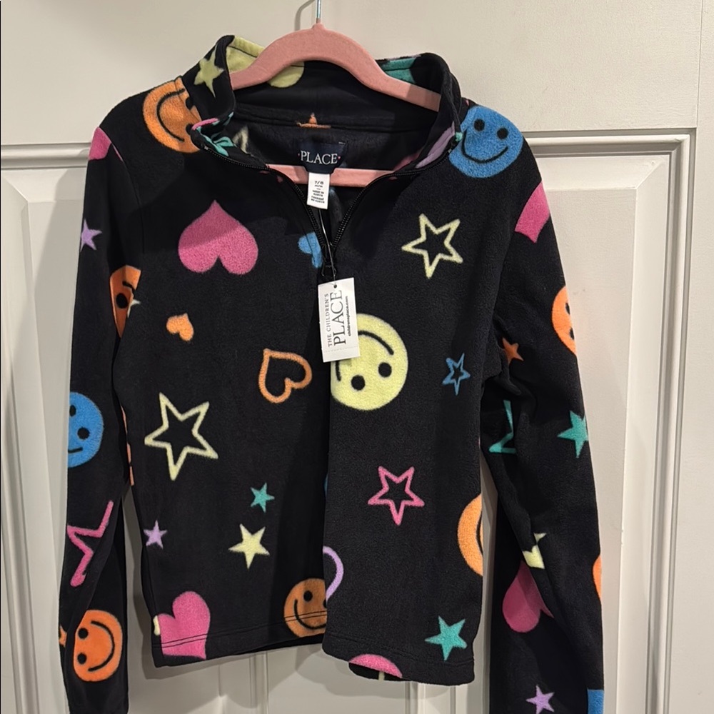 Colorful Smiley and Heart Fleece Jacket